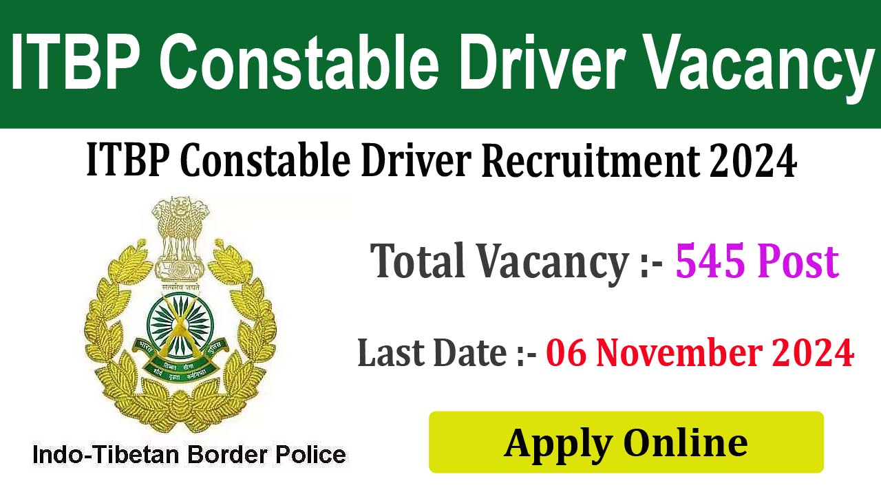 ITBP Constable Driver 2024 Online Form