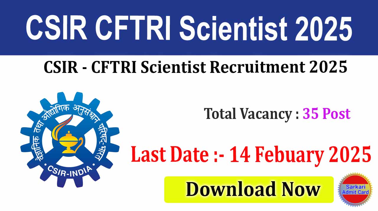 CSIR CFTRI Scientist 2025 Online Form