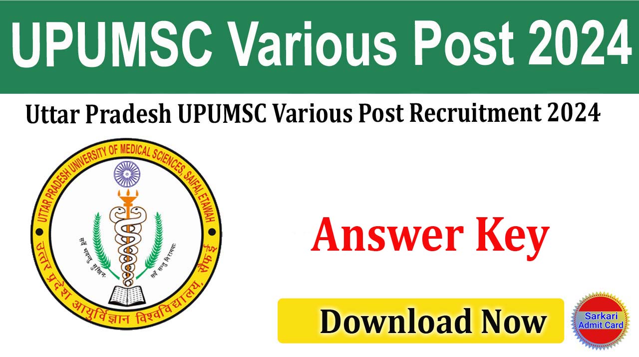 Uttar Pradesh UPUMSC Various Post 2024 Answer Key