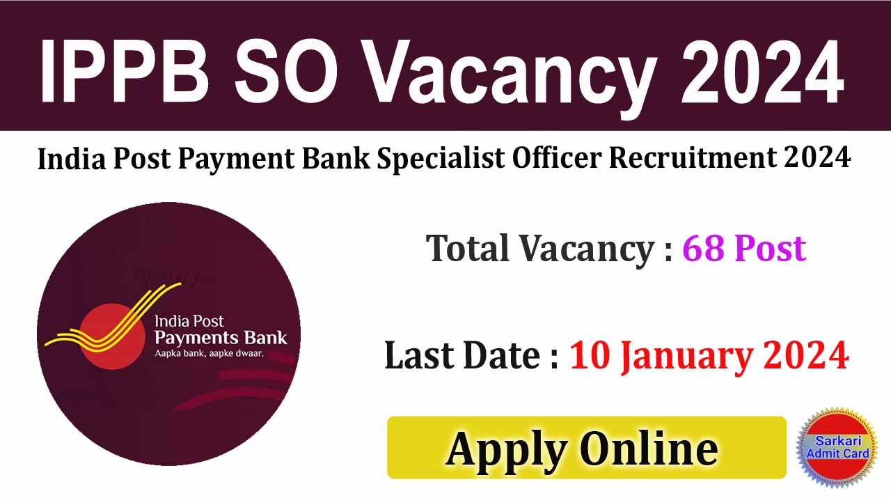 India Post Payment Bank Specialist Officer 2024 Online Form