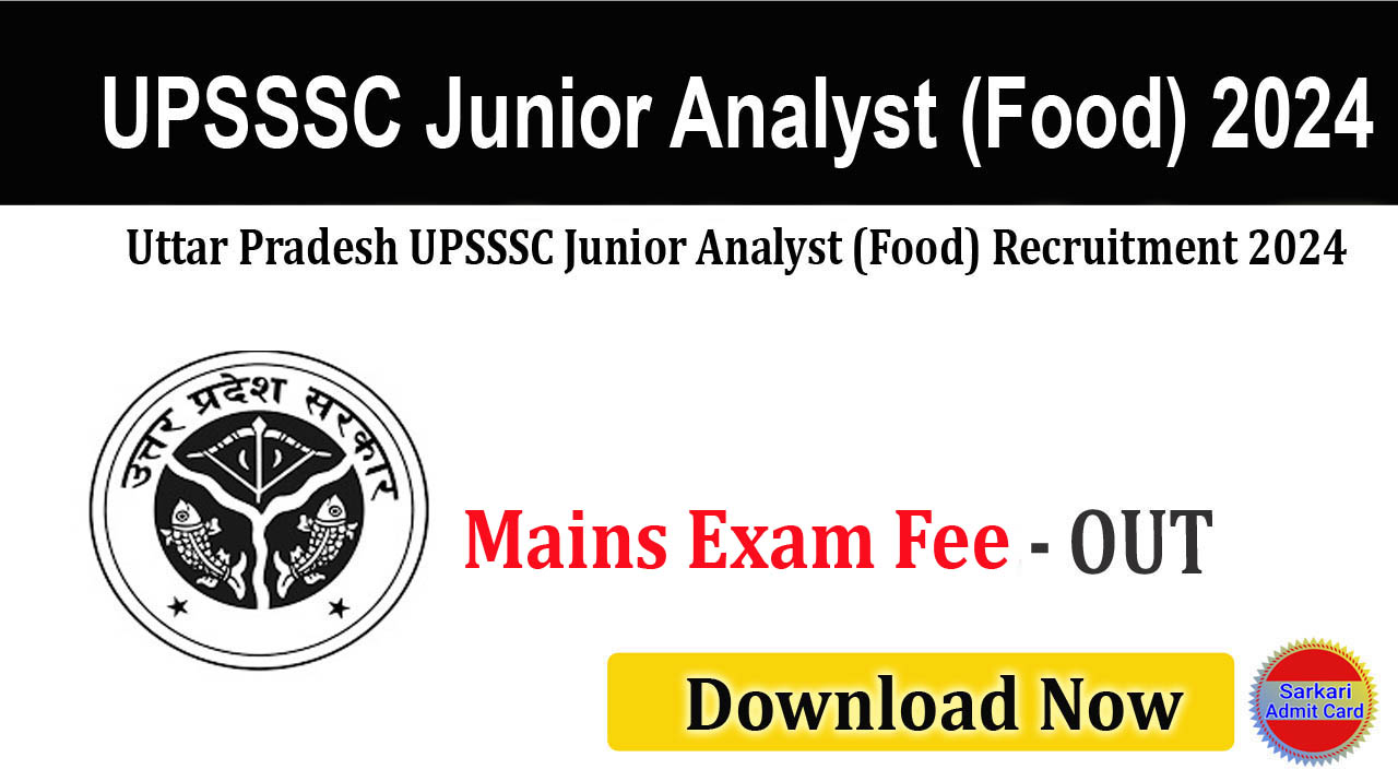 UPSSSC Junior Analyst (Food) 2024