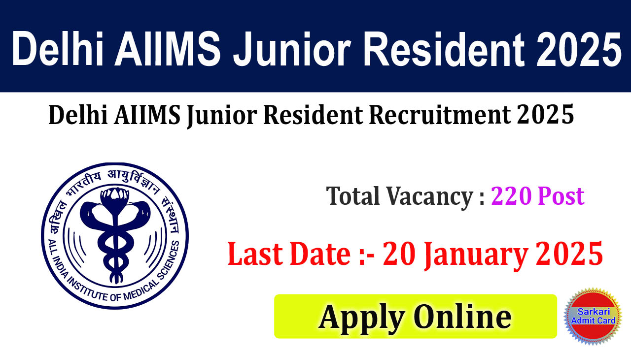 Delhi AIIMS Junior Resident 2025 Online Form