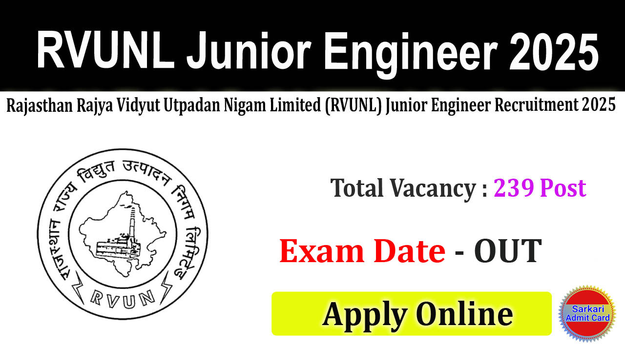 RVUNL Junior Engineer 2025 Online Form
