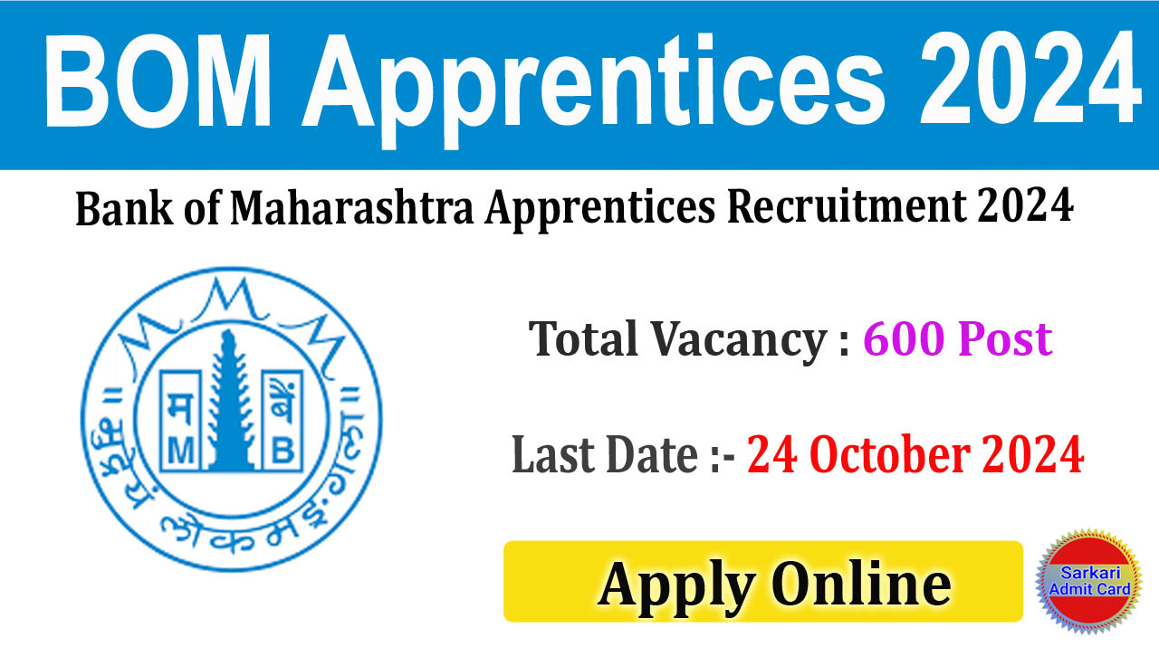 Bank of Maharashtra Apprentices 2024 Online Form