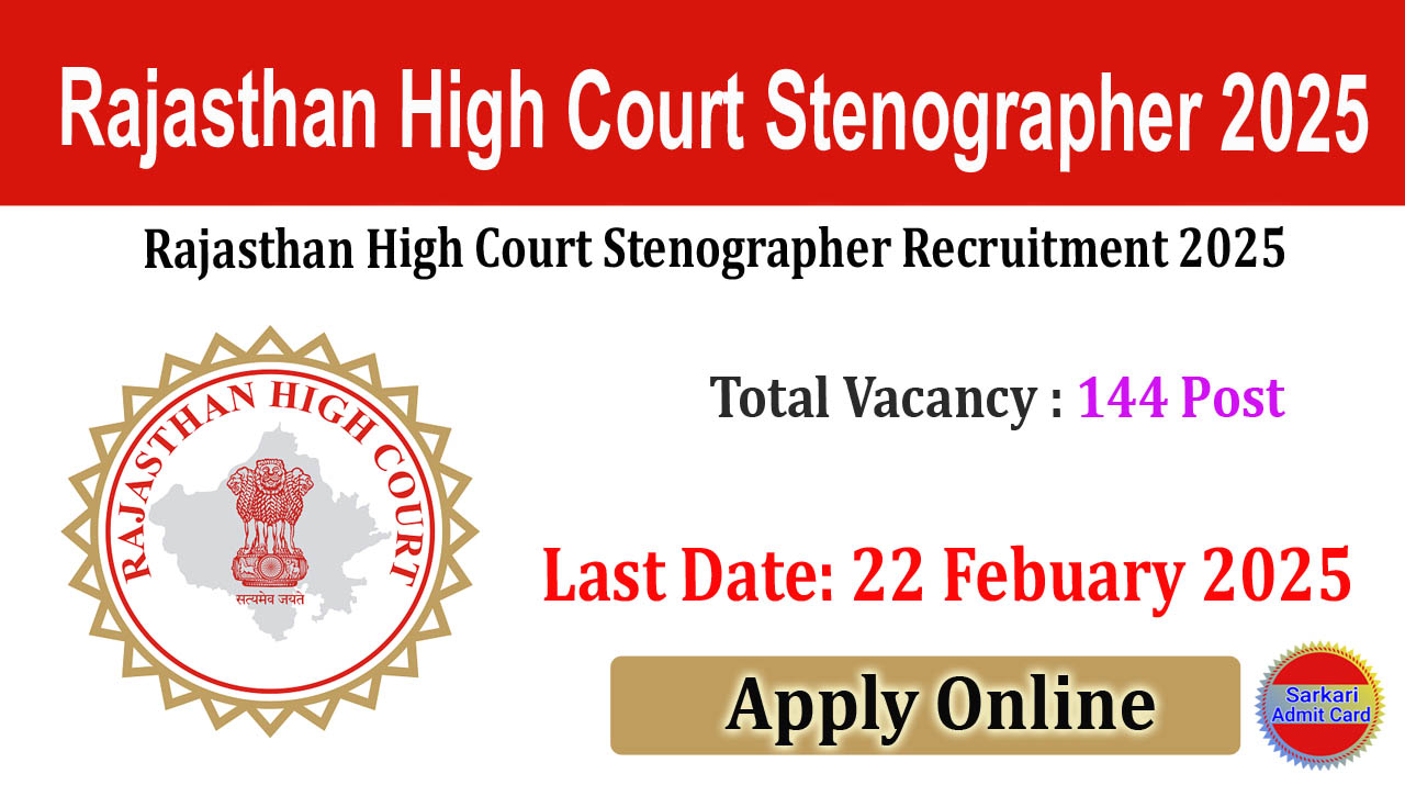 Rajasthan High Court Stenographer 2025 Online Form