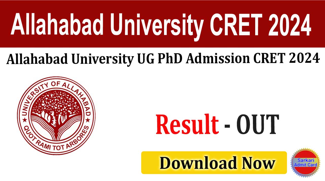 Allahabad University UG PhD Admission CRET 2024