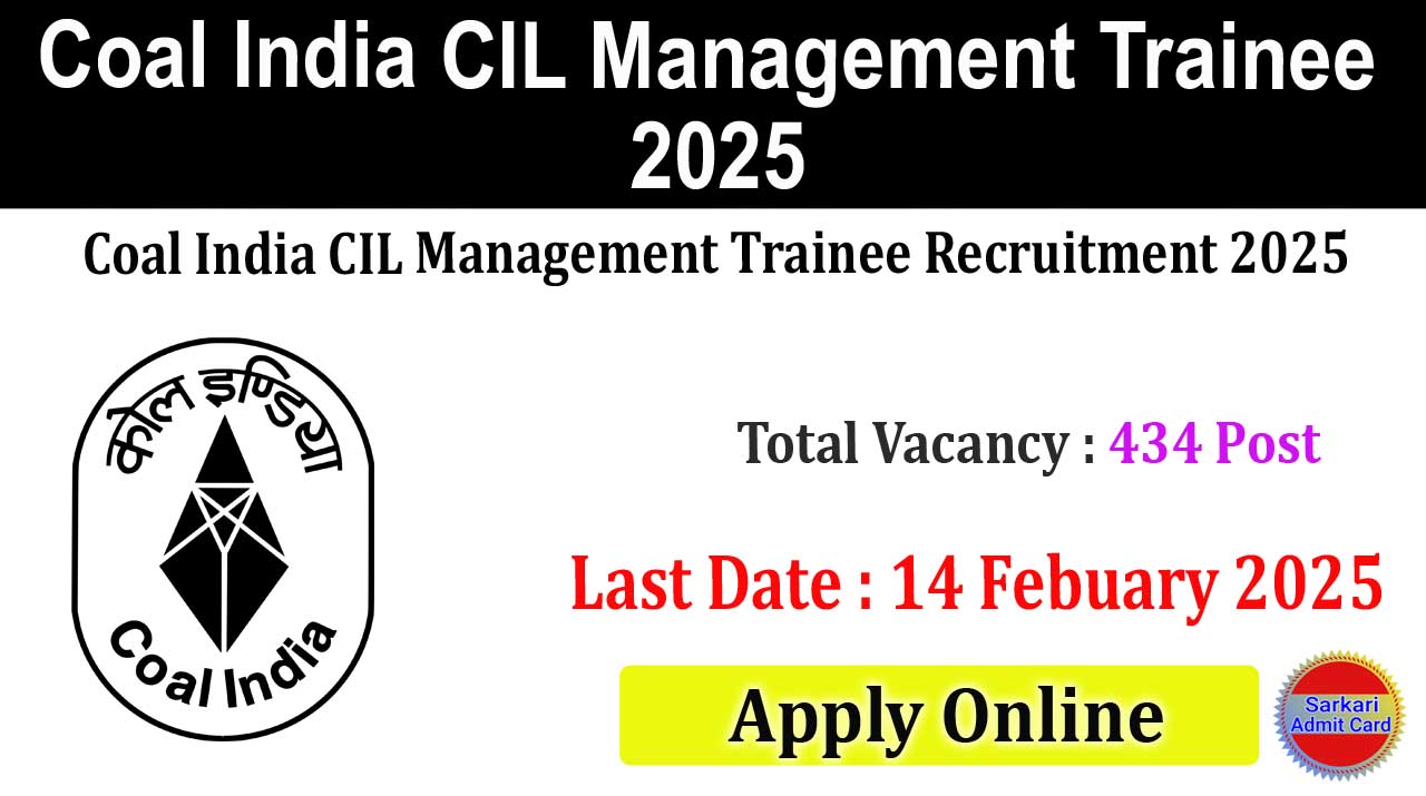 Coal India CIL Management Trainee 2025 Online Form