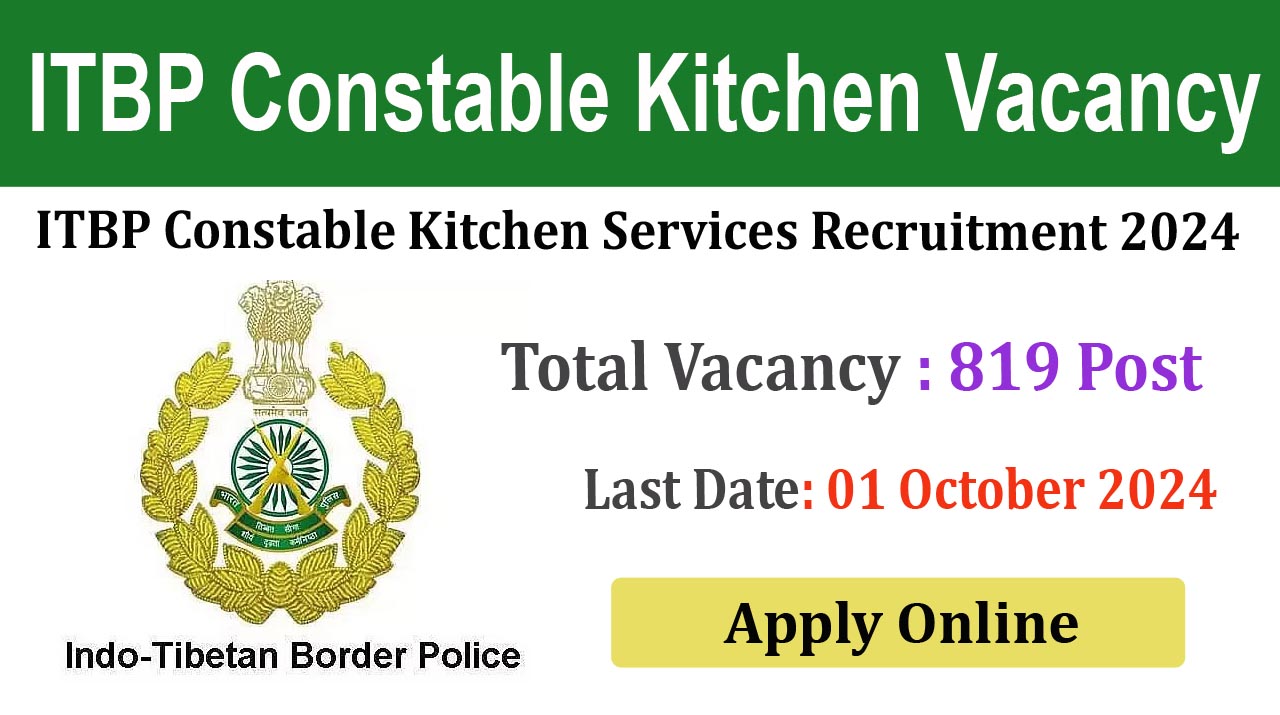 ITBP Constable Kitchen Services 2024 Online Form