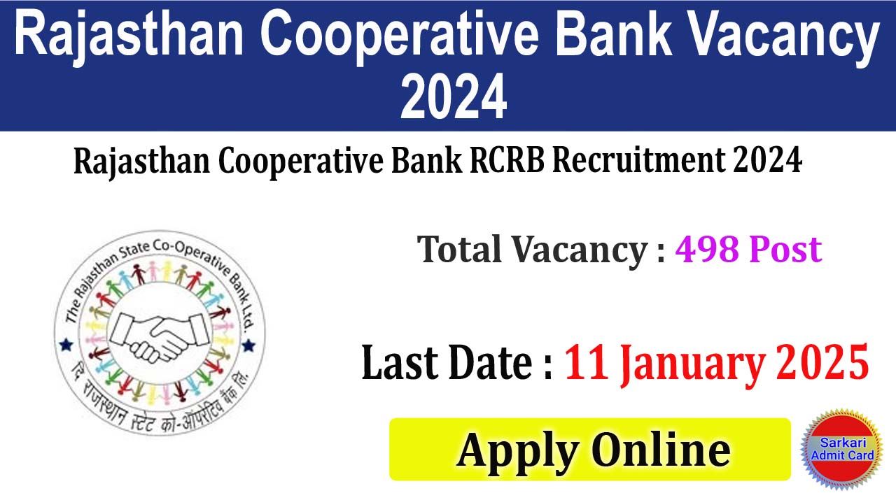 Rajasthan Cooperative Bank Vacancy 2024 Online Form