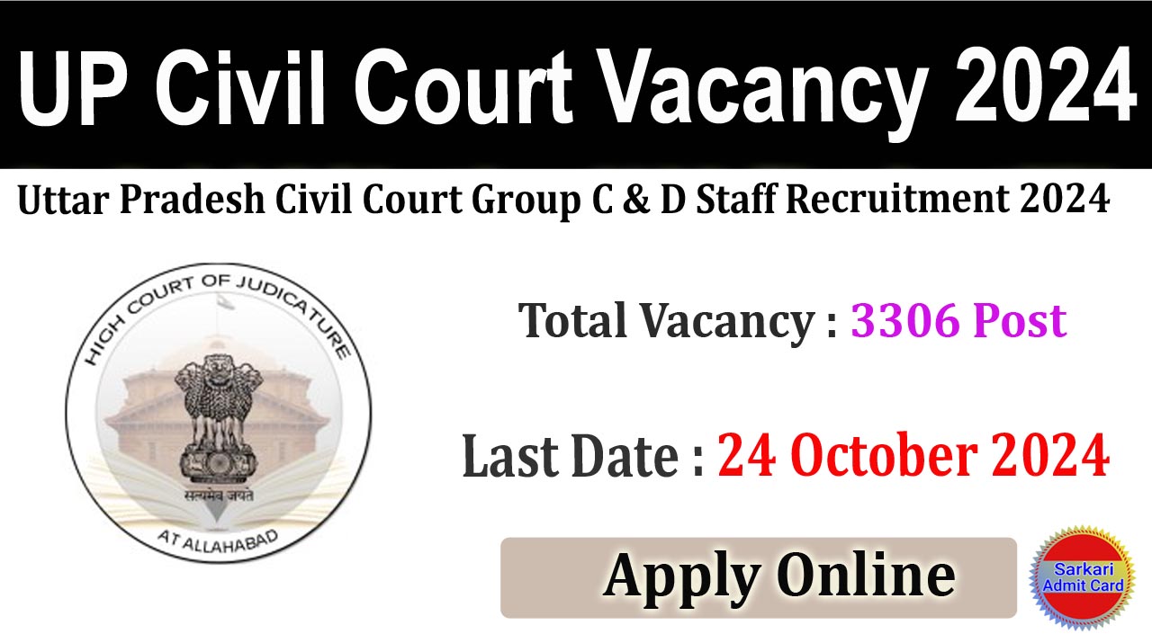 Uttar Pradesh Civil Court Group C & D Staff Vacancy 2024 Correction / Edit