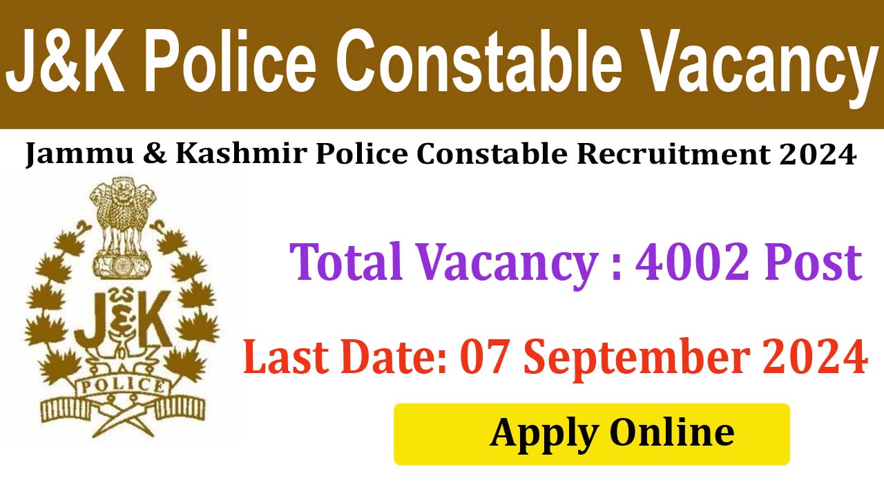 JK Police Constable 2024 Online Form