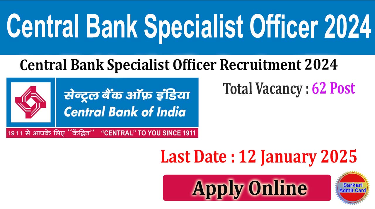 Central Bank Specialist Officer 2024 Online Form