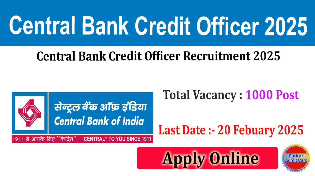 Central Bank Credit Officer 2025 Online Form