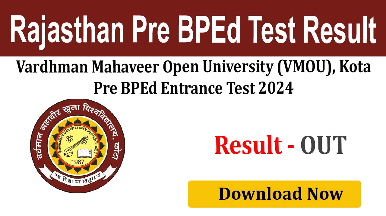 Rajasthan Pre BPEd Entrance Test 2024 Result