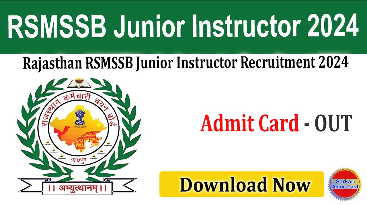 Rajasthan RSMSSB Junior Instructor 2024